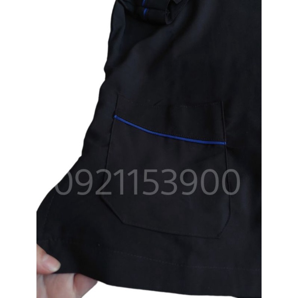 Đồng phục spa màu đen viền xanh bích