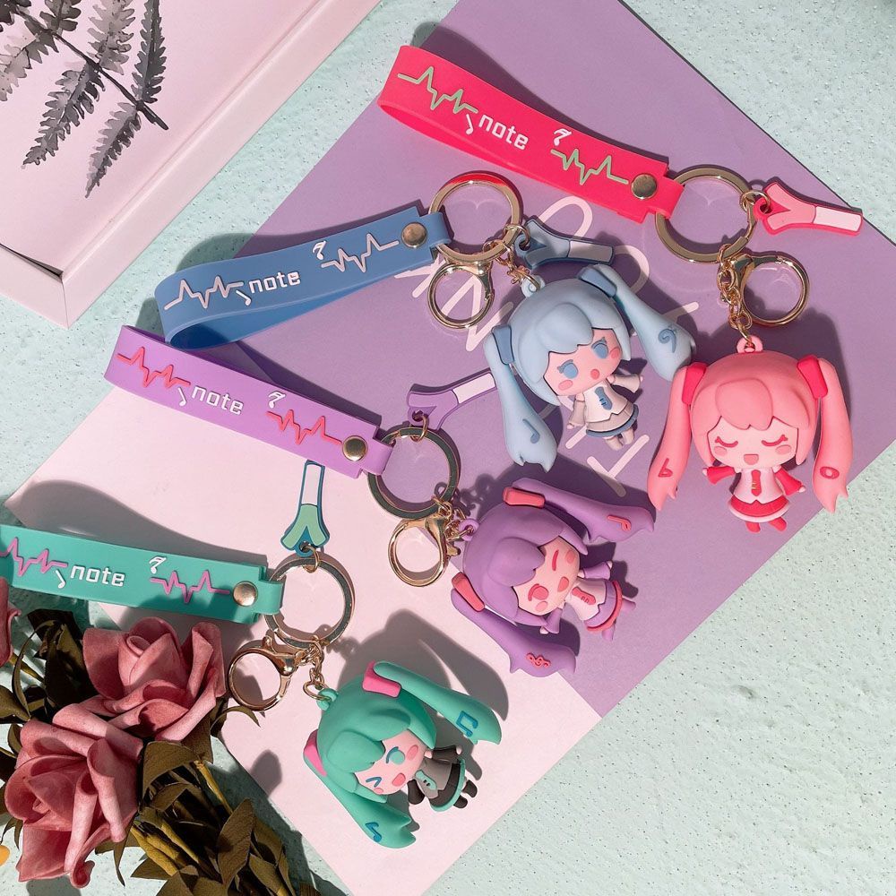 Móc khóa mặt hình nhân vật Hatsune Miku nhiều màu sắc thời trang