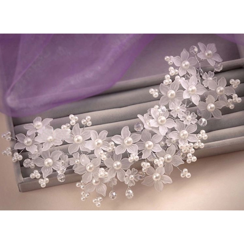 Vương miện cô dâu đính ngọc trai thủ công phong cách Hàn Quốc