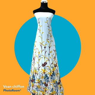 Vải voan chiffon chân nền xanh biển nhạt may áo dài, đầm