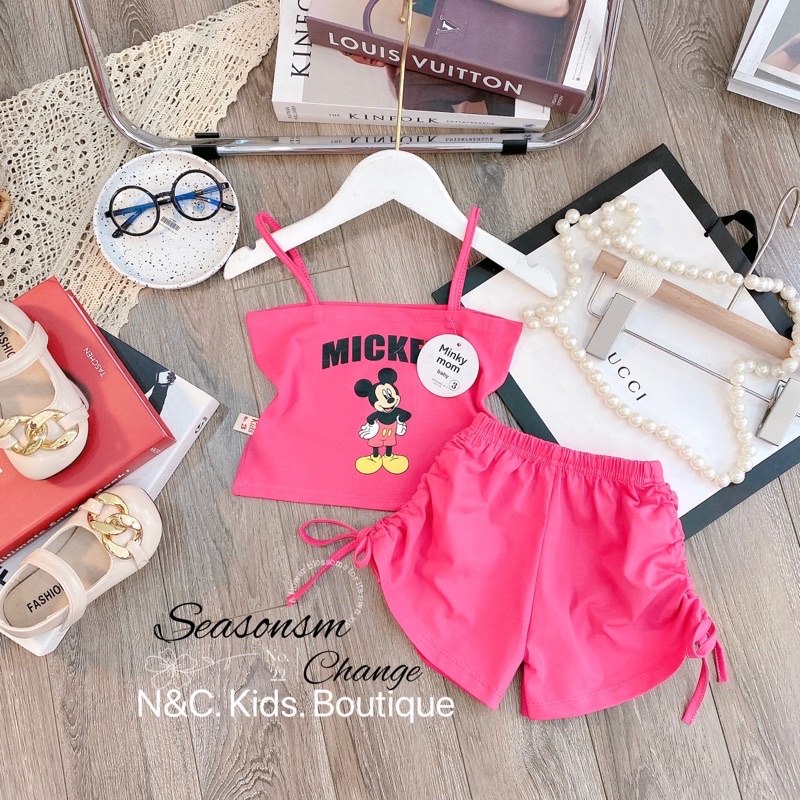 Xả Bộ Mkey 2 dây cotton mềm đẹp bé gái