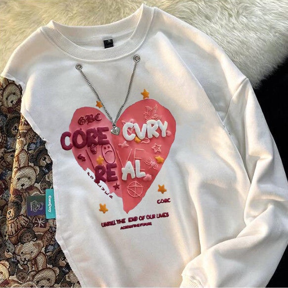 Áo sweater dài tay dáng rộng thiết kế mới thời trang mùa thu