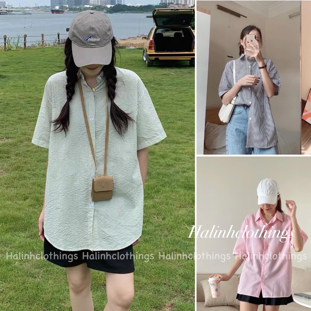 Sơ mi cộc tay nữ chất xốp mềm mát