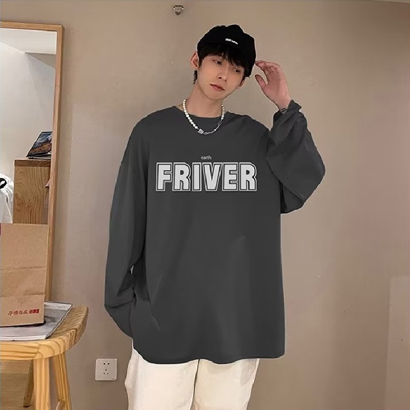 Áo Thun Tay Dài Dáng Rộng In Chữ Phong Cách Hip Hop Đường Phố Hàn Quốc Thời Trang Cho Nam Và Nữ size M-5XL