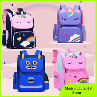 [MẪU HOT] Balo chống gù chống thấm nước có phản quang cho bé hình chú kỳ lân 1 sừng - Cặp sách nhiều ngăn cho học sinh