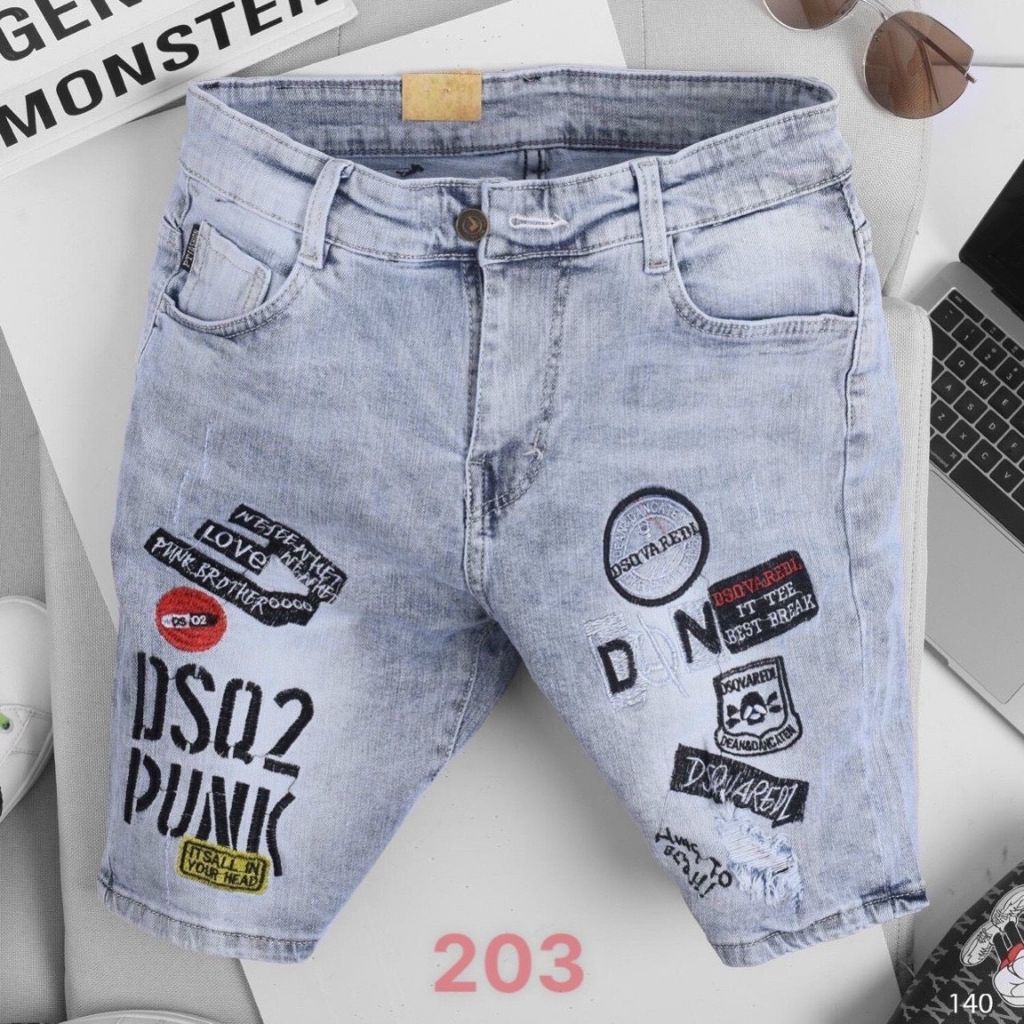 Quần Short Nam XM203ST Short Jean Chất Bò Co Dãn Cao Cấp Rách kiểu Hàn 203 two