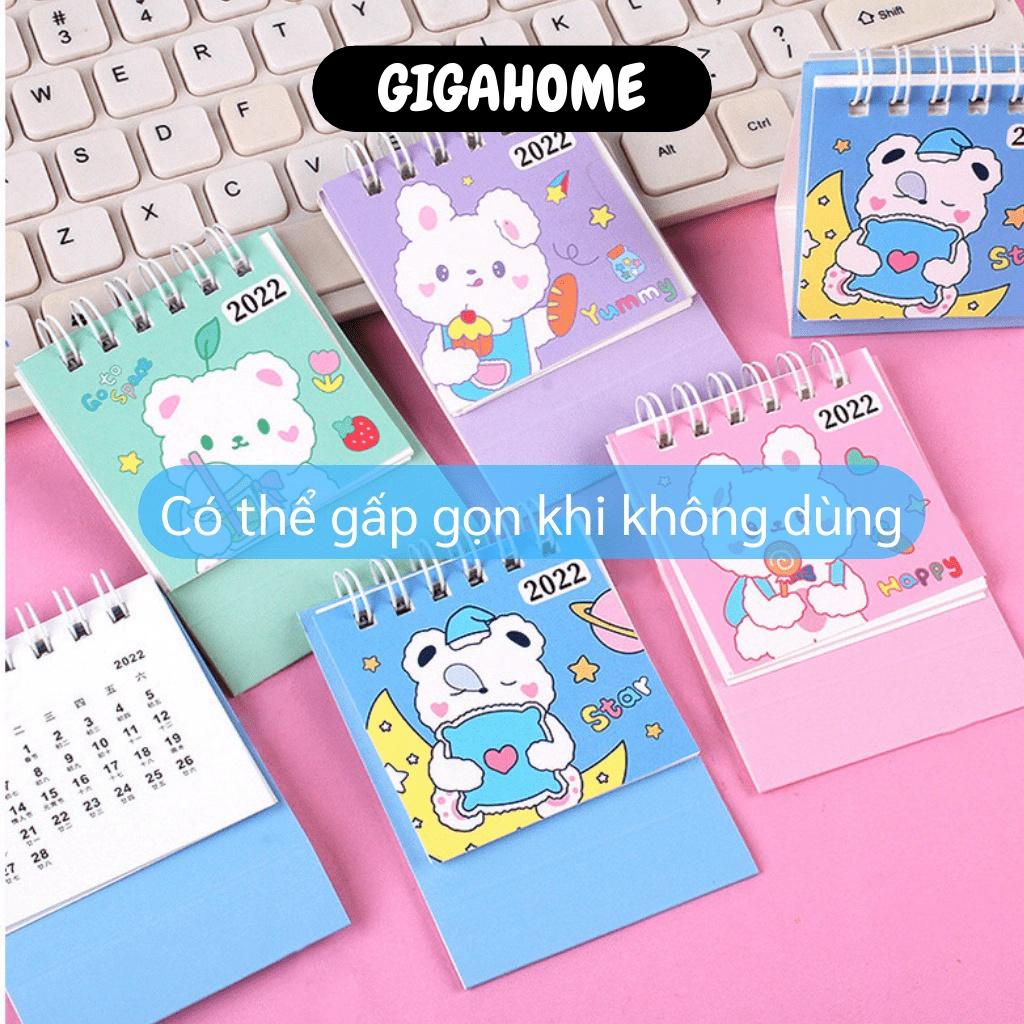 Lịch Để Bàn GIGAHOME Lịch Mini Để Bàn Trang Trí Siêu Dễ Thương Năm 2022, Nhỏ Gọn 10505