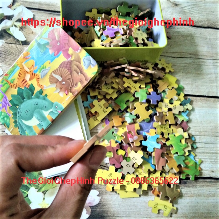 Ghép hình Puzzle 200 mảnh hộp sắt 15 mẫu siêu đẹp - ảnh chụp thật