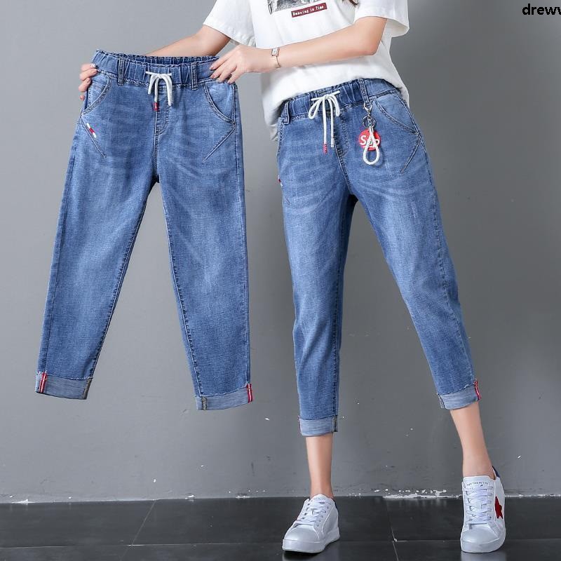 Quần Jeans Lửng Ống Rộng Lưng Cao Thời Trang Cho Nữ