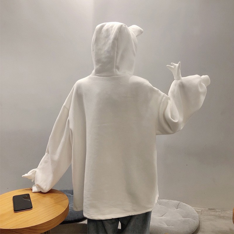 Áo hoodie thiết kế hình ếch cỡ lớn lót nhung dày dặn thời trang phong cách Harajuku cho nữ 2020