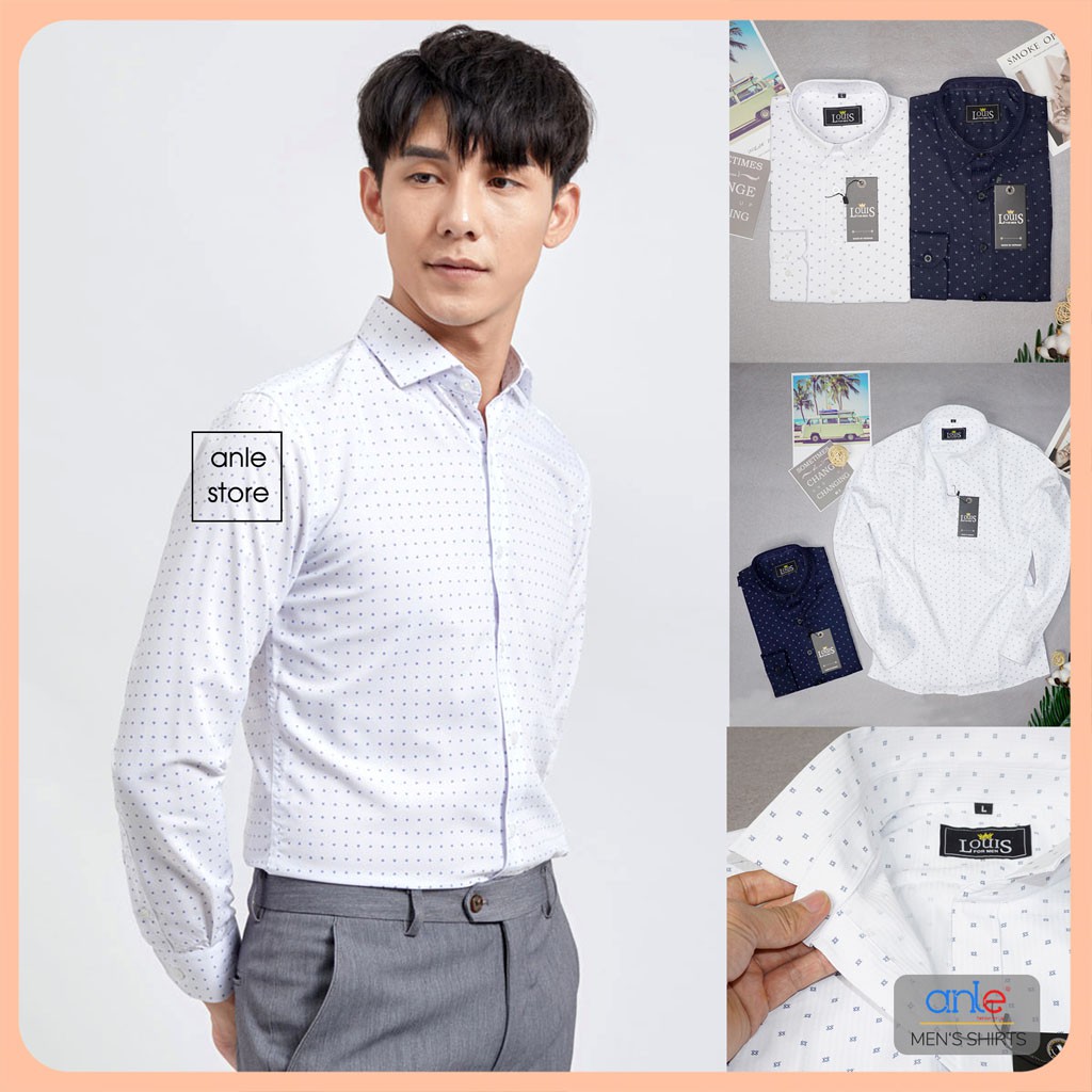 Áo sơ mi nam họa tiết Luxury LOUIS chấm bi cực đẹp form SlimFit Hàn Quốc Cotton cao cấp xuất khẩu Ảnh thật và Video