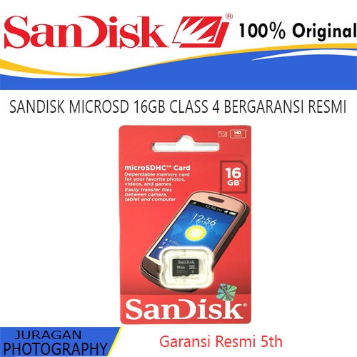 Thẻ Nhớ Micro Sd 16gb Class 4 Hiệu Sandisk