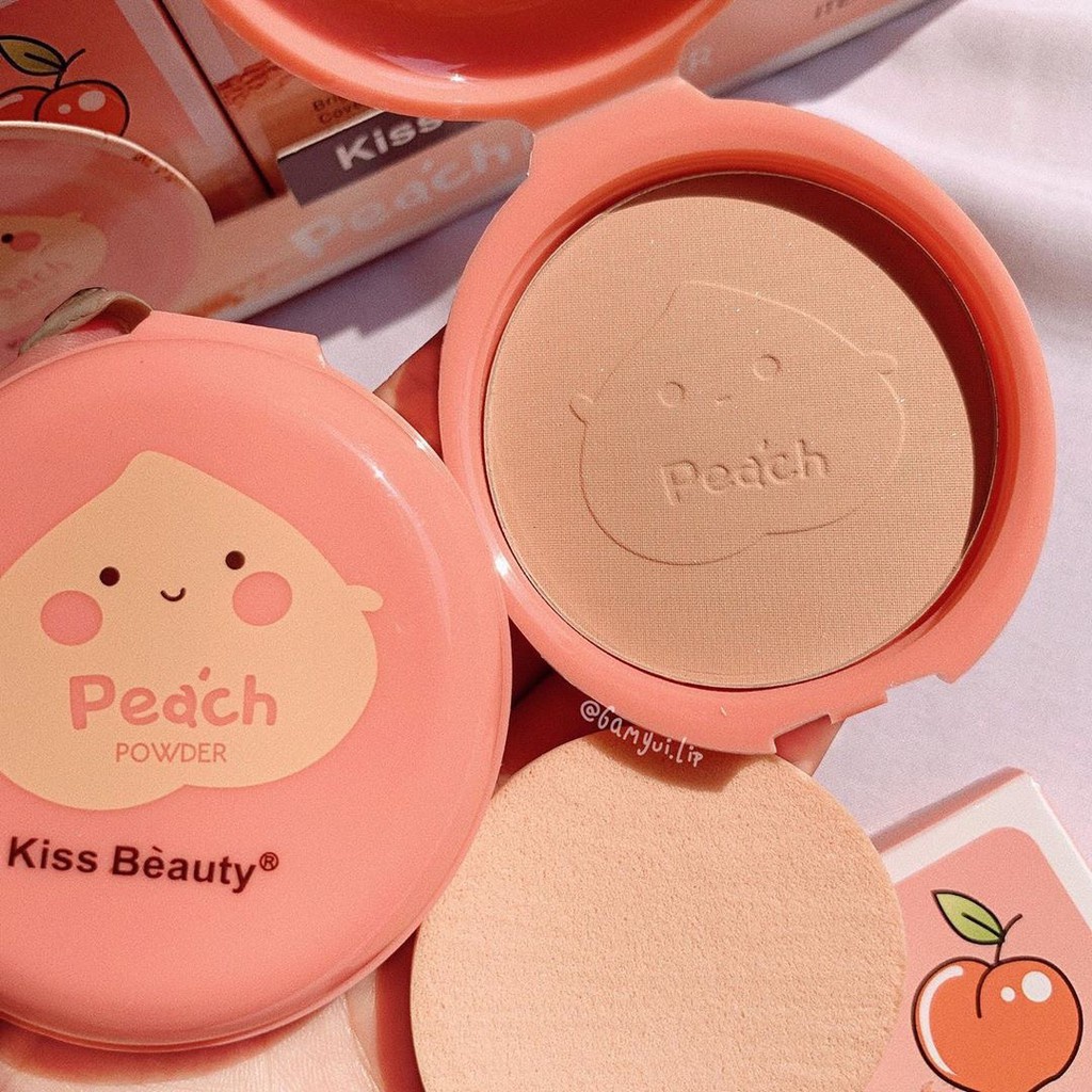 Phấn nén bắt sáng KISS BEAUTY Peach🍑 siêu kiềm dầu made in THÁI LAN | BigBuy360 - bigbuy360.vn