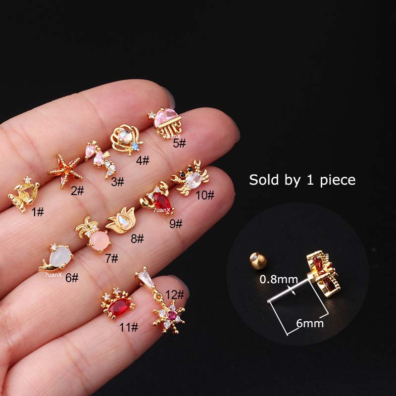 Chiếc Bông Tai Bằng Thép Không Gỉ Hình Động Vật Đại Dương 20 Gauge