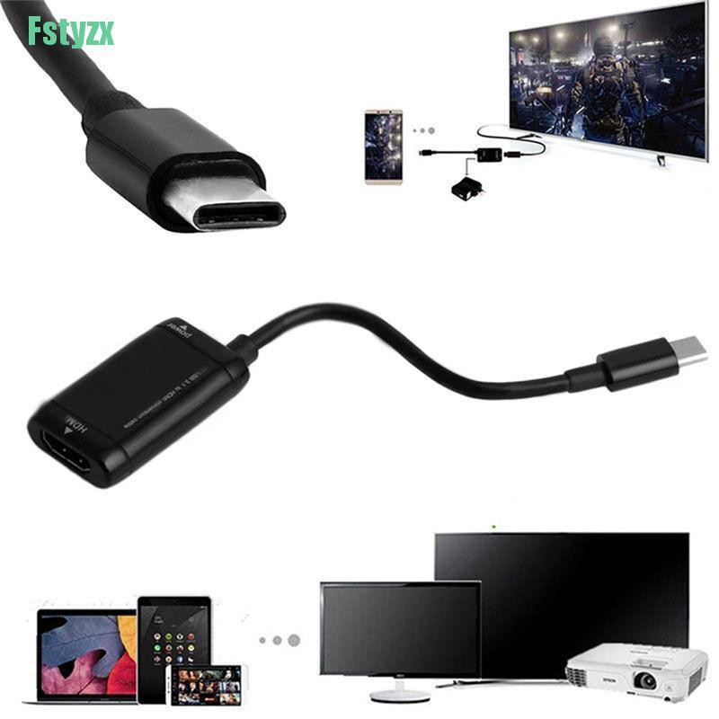 fstyzx USB-C Type C to HDMI Adapter USB 3.1 Cable For MHL Android Phone Tablet Black