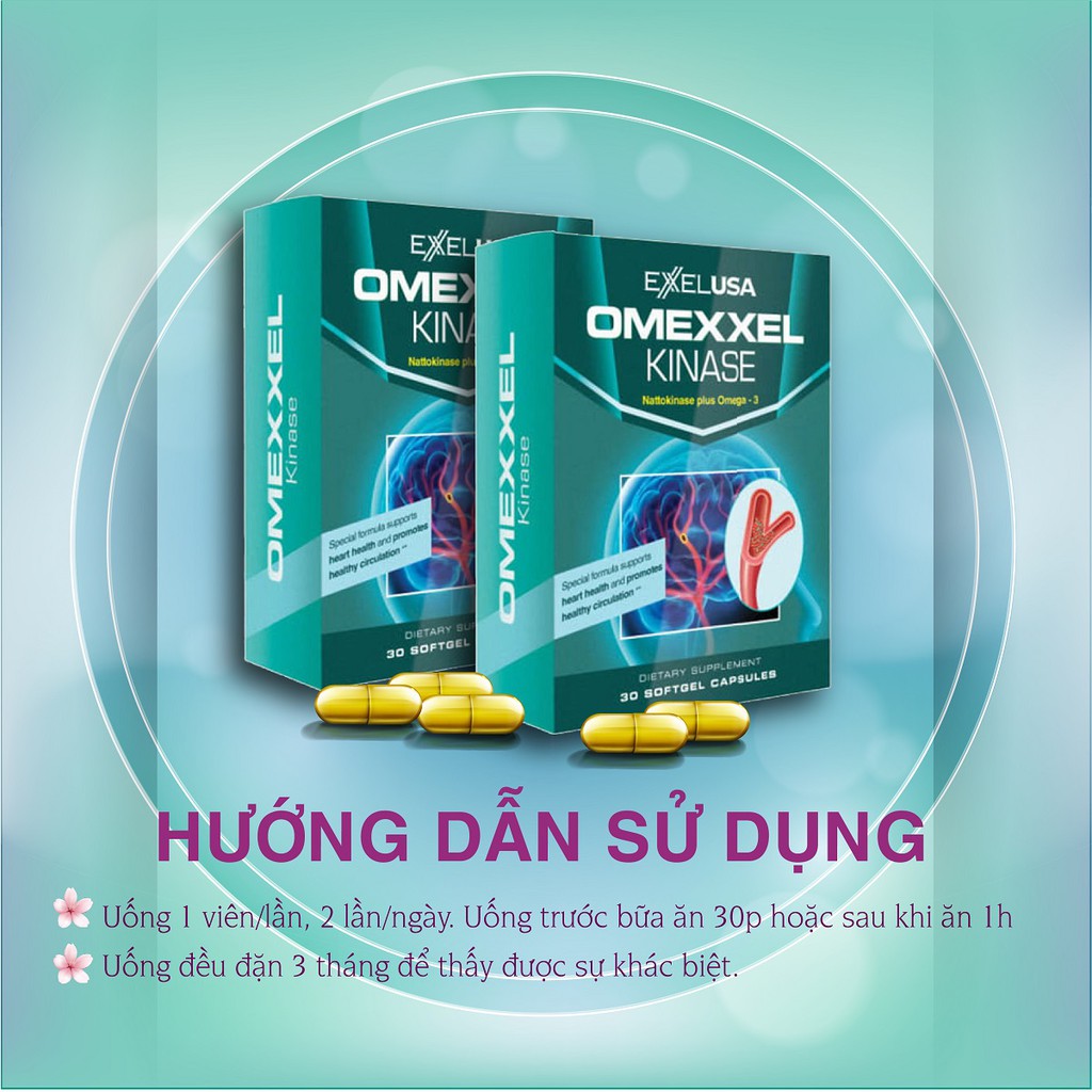 Combo 2 hộp viên uống tan huyết khối , cải thiện tuần hoàn máu Omexxel Kinase - 30 viên/hộp - Xuất xứ Mỹ