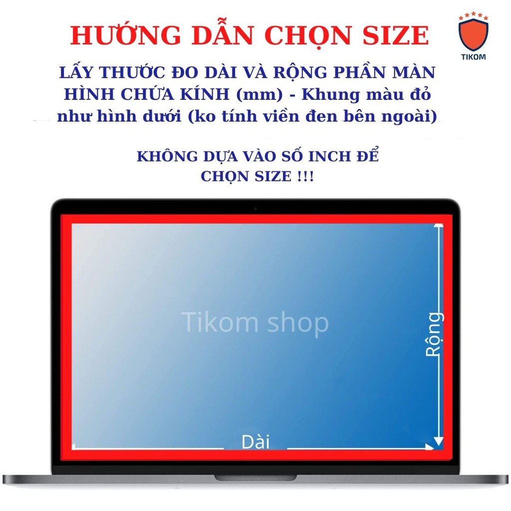 Miếng dán màn hình chống ánh sáng xanh, chống mỏi mắt, bảo vệ màn hình laptop và Macbook 13.3 14 15.6 inch - Tikom shop