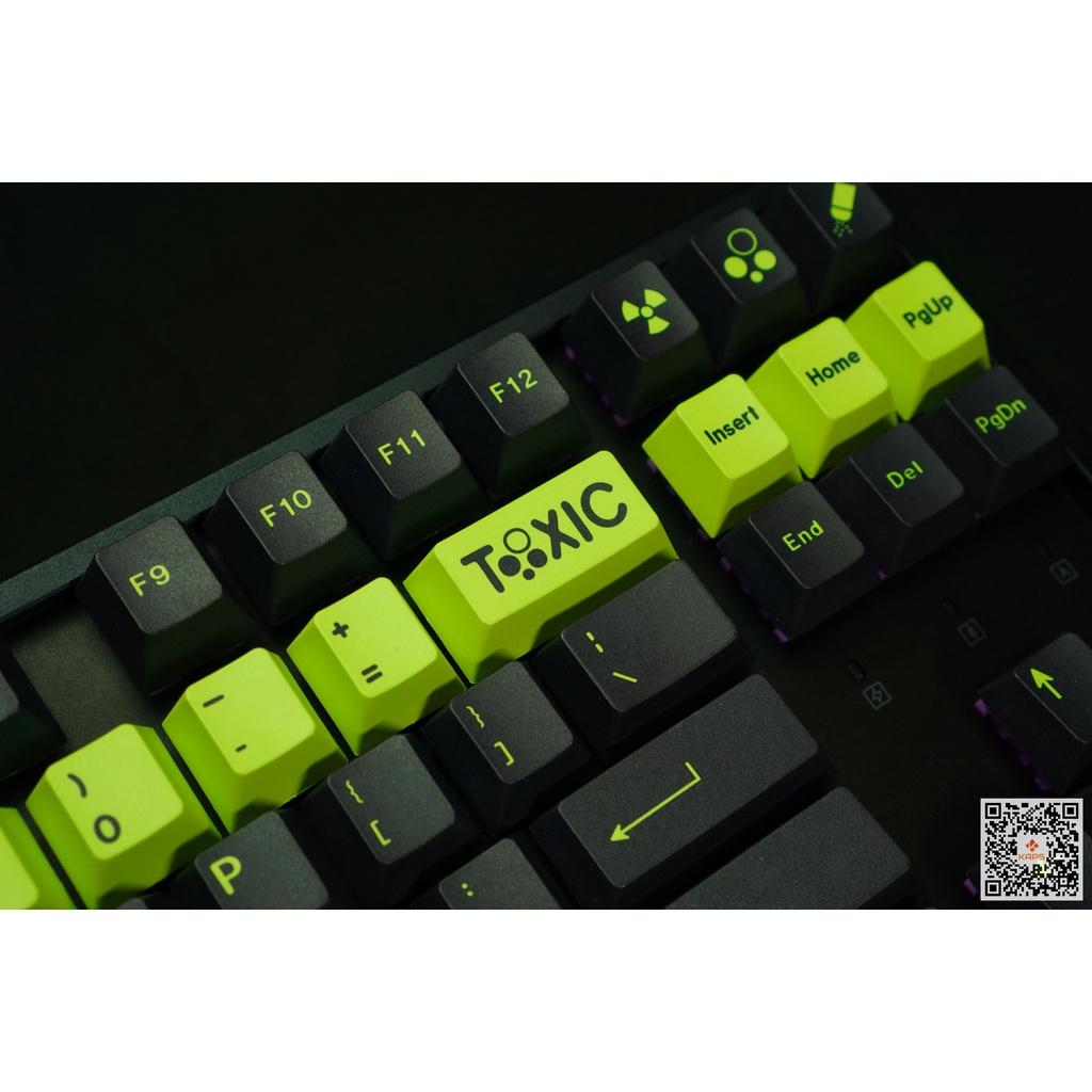Keycap Toxic PBT profile Cherry in dyesub 129 nút cho bàn phím cơ layout 108/104/98/87/84/75/68/64/61