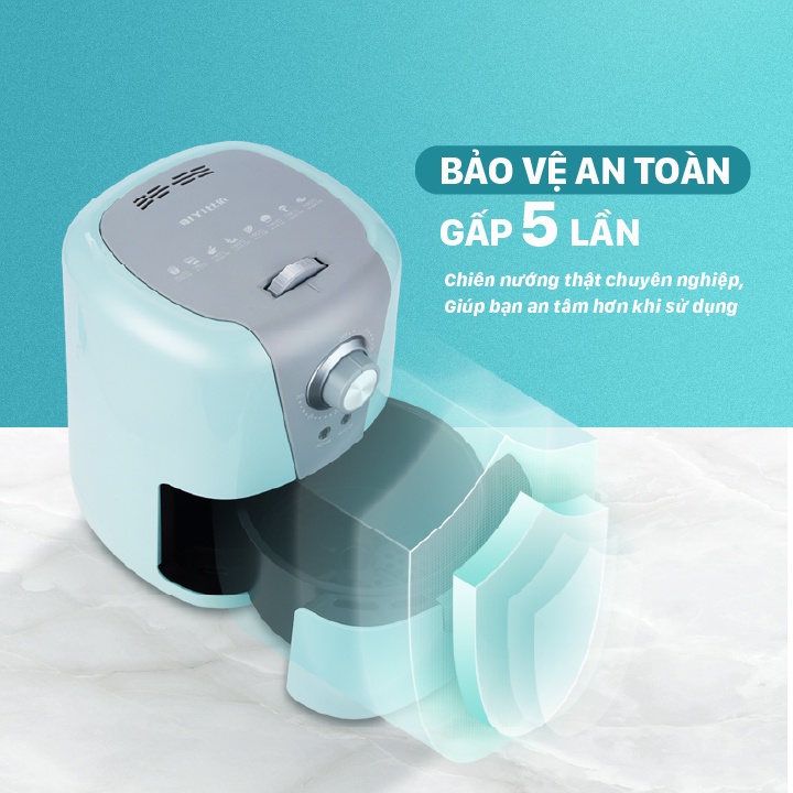 Nồi Chiên Không Dầu BIYI AF-89 1.5L 1000W - Thép không gỉ, phủ chống dính - BH 12 Tháng