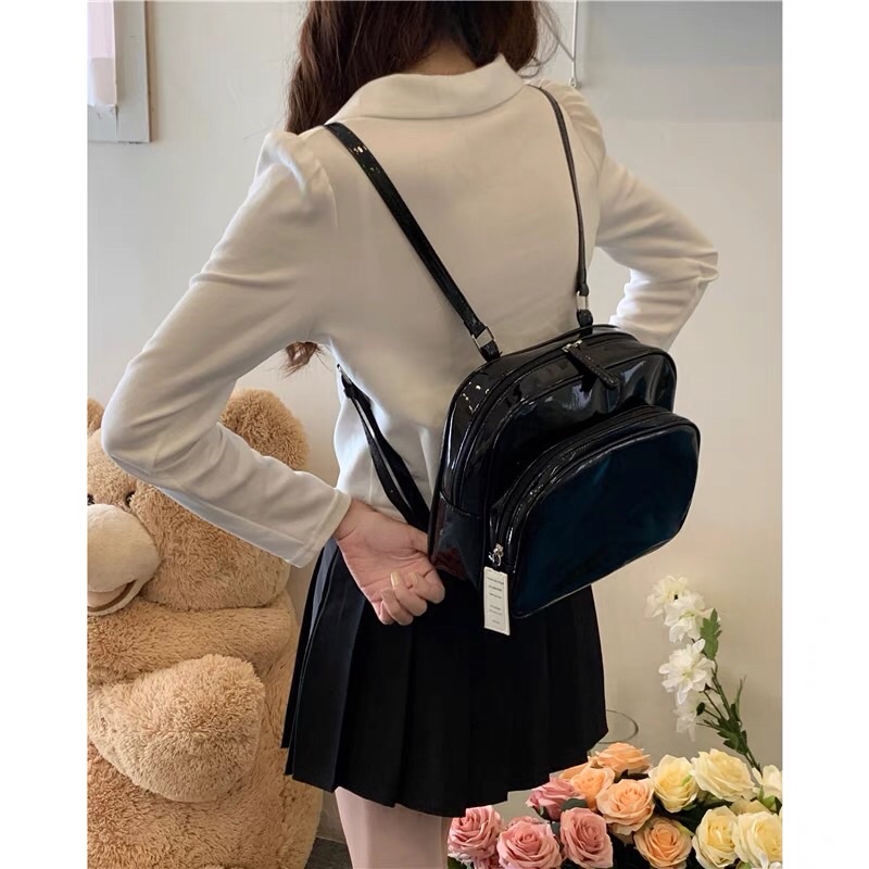 [SẴN] Balo chất liệu đen bóng Jennie Blackpink_hình thật mẫu chụp/ Balo Rose Blackpink