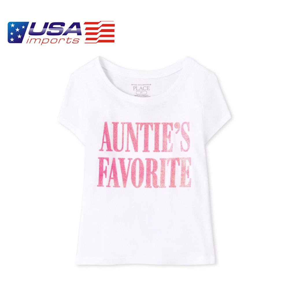 Áo thun tay trắng ngắn bé gái Auntie Children's Place Auth Từ Mỹ (3016000_10)
