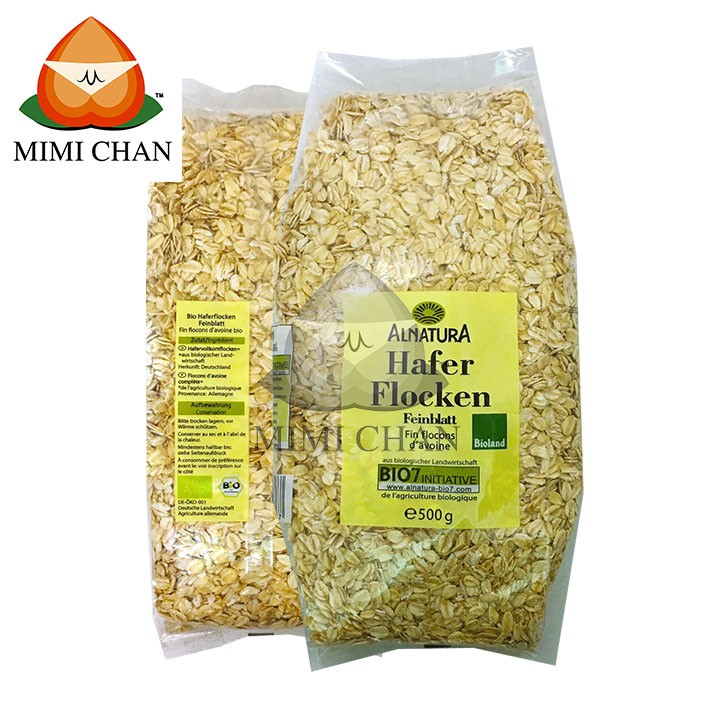 Yến Mạch Đức Ăn Dặm Hữu Cơ Nguyên Chất, Giảm Cân Hafer Flocken Bio Alnatura Cán Dẹp Túi 500g