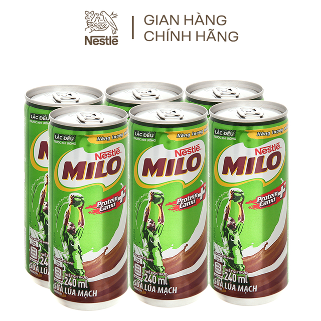 [Mã GRO1MILO1 giảm 10% đơn 150K] Lốc 6 Lon Sữa Nestle Milo Nước (240ml / Lon)