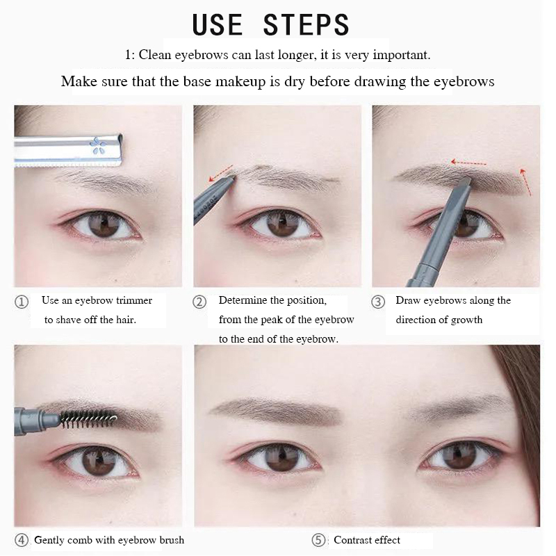 Bút kẻ mày 2 đầu dạng xoay kháng nước chống mồ hôi không nhòe tích hợp cọ tiện lợi | BigBuy360 - bigbuy360.vn