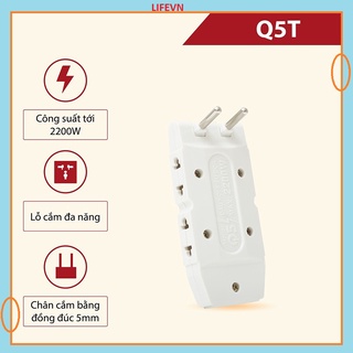 Phích cắm điện 5 chạc dẹt q5t xoay 180 độ phích cắm điện thông minh 1 chia 5 ổ chia điện ổ cắm điện 5 chạc dẹt| sopoka