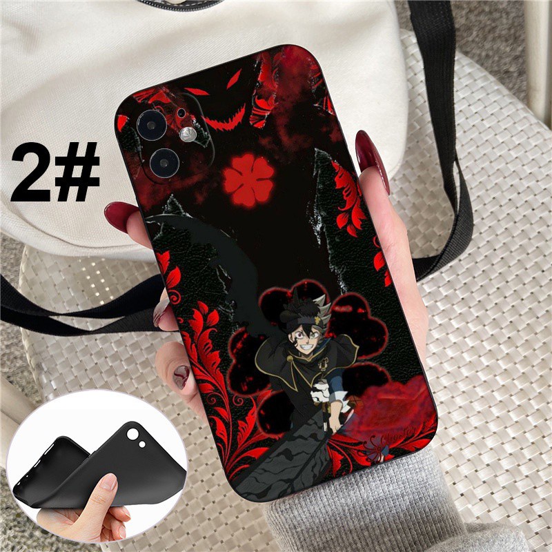 iPhone XR X Xs Max 7 8 6s 6 Plus 7+ 8+ 5 5s SE 2020 Soft Silicone Cover Phone Case Casing GR18 Black Clover Anime