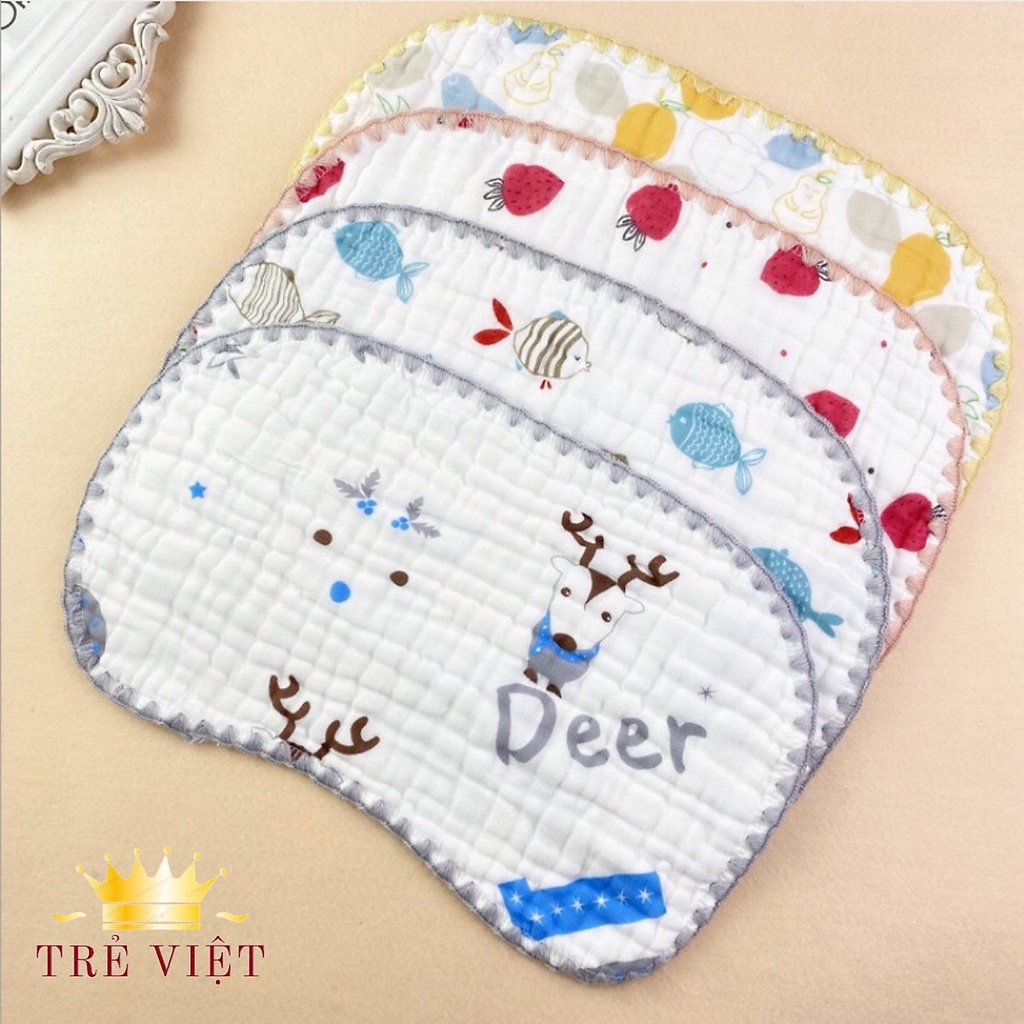 Gối xô UNMEI cho bé siêu thấm hút mồ hôi, vải cotton 100%, gối khăn xô cao cấp loại dày nhiều lớp