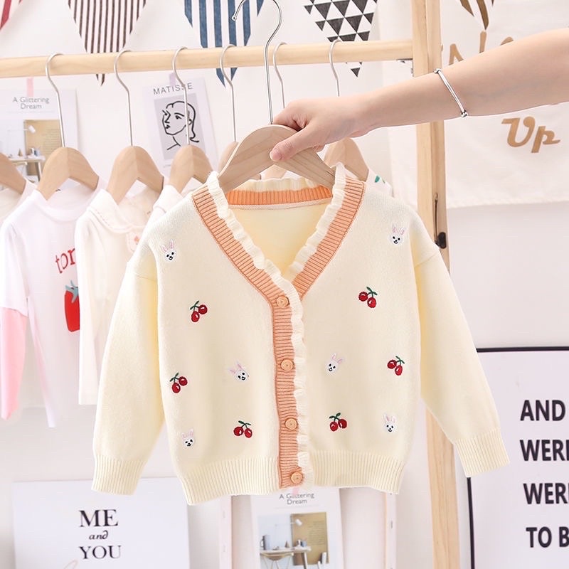 Áo khoác len cardigan cho bé gái, chất len đanh mịn dày dặn giữ ấm tốt