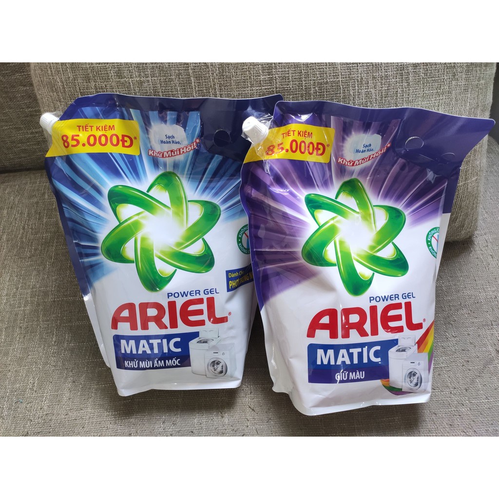 Nước giặt Ariel túi đậm đặc / giữ màu / khử mùi ẩm mốc 2,4kg 3,25kg