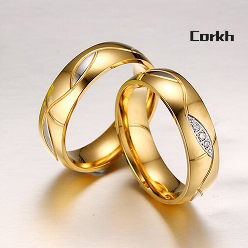 Nhẫn Cưới Mạ Vàng 18k Đính Đá Zircon