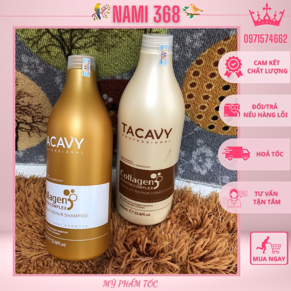 Cặp Dầu Gội Xả TACAVY Collagen 1000ML Phục Hồi Hư Tổn,Khô Xơ Gãy Rụng.Hàng Chính Hãng Cao Cấp