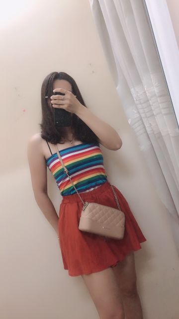 Áo 2 dây 7 sắc cầu vòng siêu xinh
