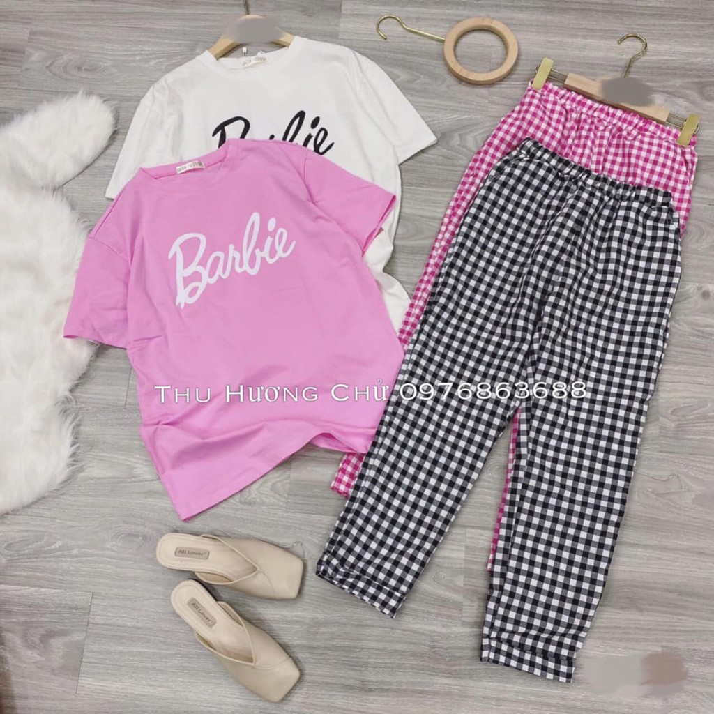 SET ÁO BARBIE MIX QUẦN KẺ