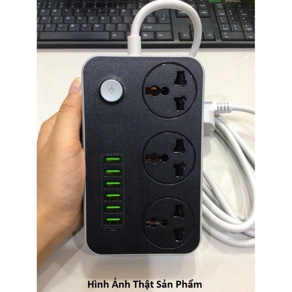 Ổ điện đa năng, Ổ cắm điện thông minh 6 cổng USB sạc nhanh 4.4A an toàn chống giật,chống cháy nổ