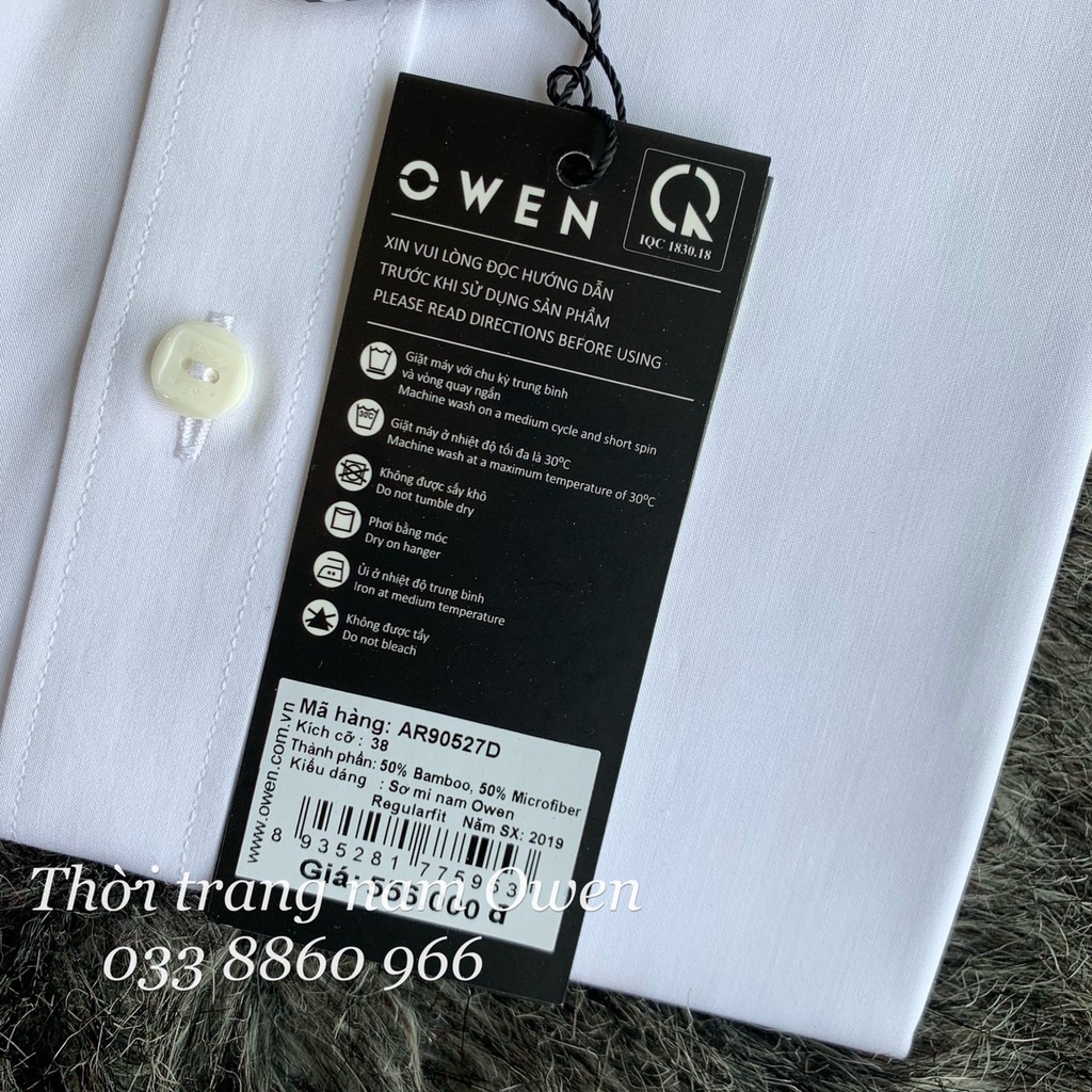 OWEN - Áo sơ mi trắng dài tay chất sợi tre regular fit  90527