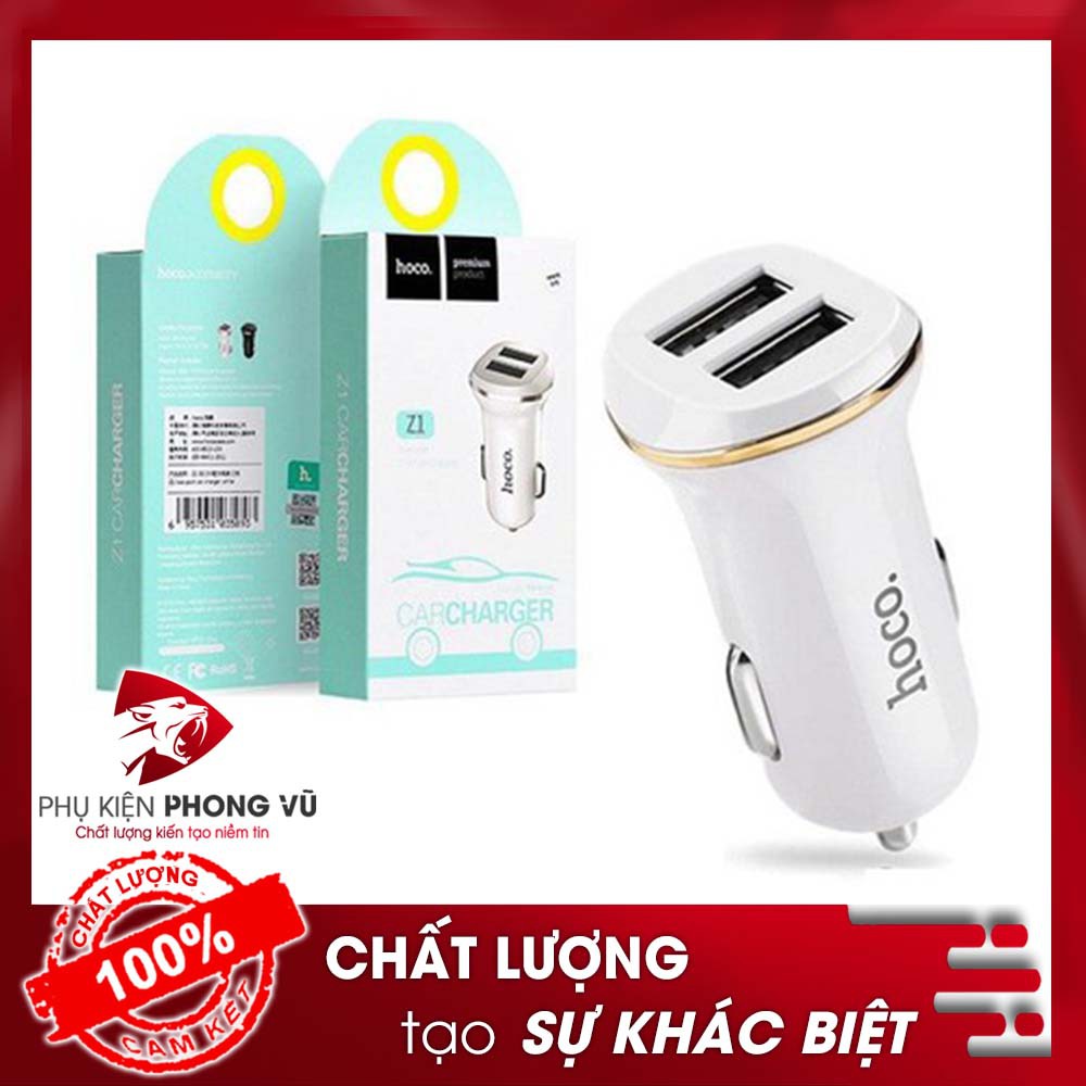 TẨU SẠC ÔTÔ Z1 2 CỔNG 2.1A - HOCO CHÍNH HÃNG BẢO HÀNH 6 THÁNG
