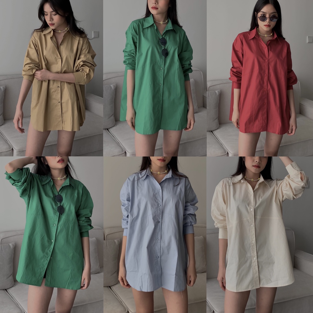 CHUBBIE © PLUM SHIRT Áo sơmi dáng rộng, oversize, phối đường may ngang thân | WebRaoVat - webraovat.net.vn