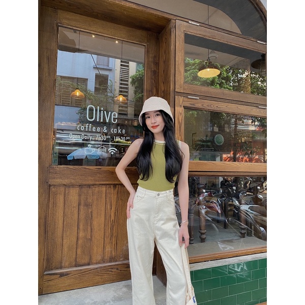 Áo Tanktop len gân viền