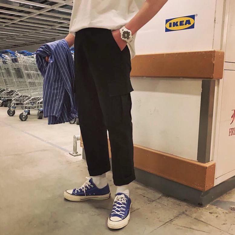 Free Ship Quần Kaki Nam Nữ TÚI HỘP BOX PANTS Unisex - Kiểu quần Baggy kaki thun co dãn đen và tan be Hippo Unisex