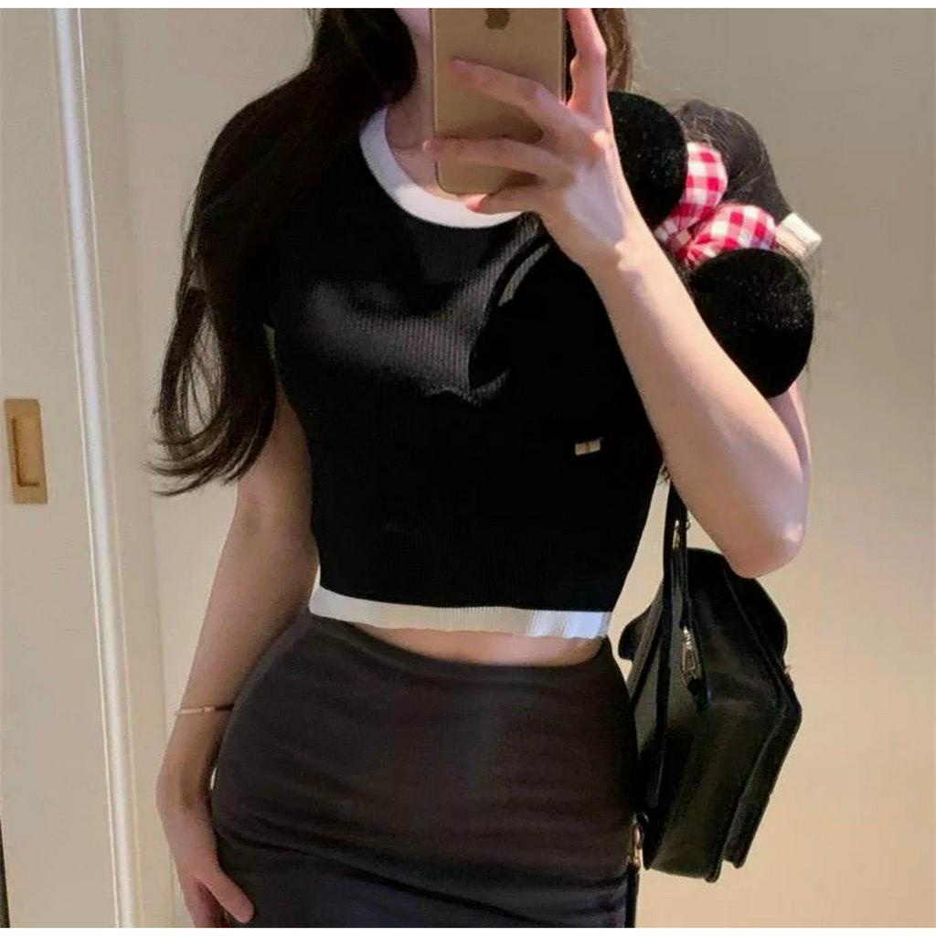 Áo thun gân tăm croptop nữ tay ngắn chạy viền bo ngấn ngực MC- Áo phông nữ đẹp