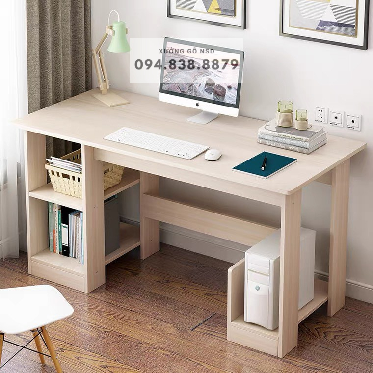 Bàn học bàn làm việc kết hợp kệ sách 2in1 gỗ MDF nhập khẩu chống ẩm cao cấp dễ dàng lắp ráp