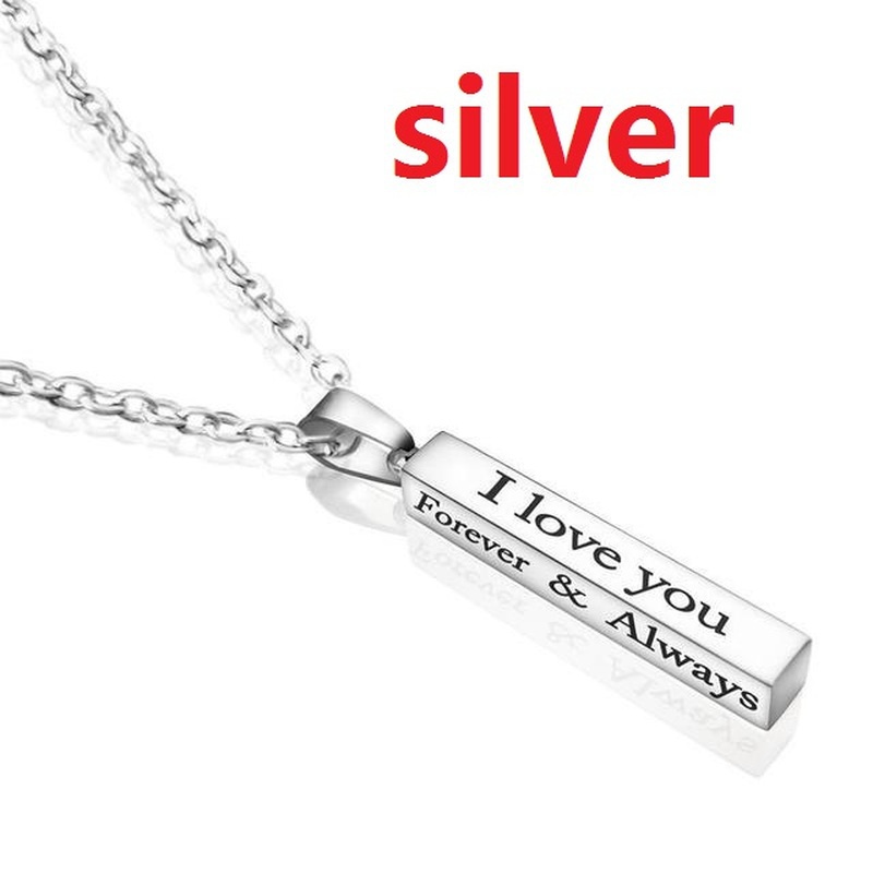 Vòng cổ Mặt Cột Bằng Thép Không Gỉ In Chữ i Love You Thời Trang Cho Cặp Đôi