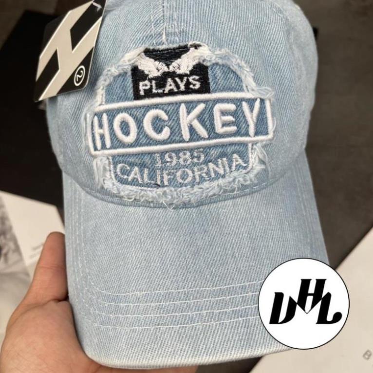 Mũ Lưỡi Trai Jean Hockey Khoá Gài Denim Phối Rách Nam Nữ