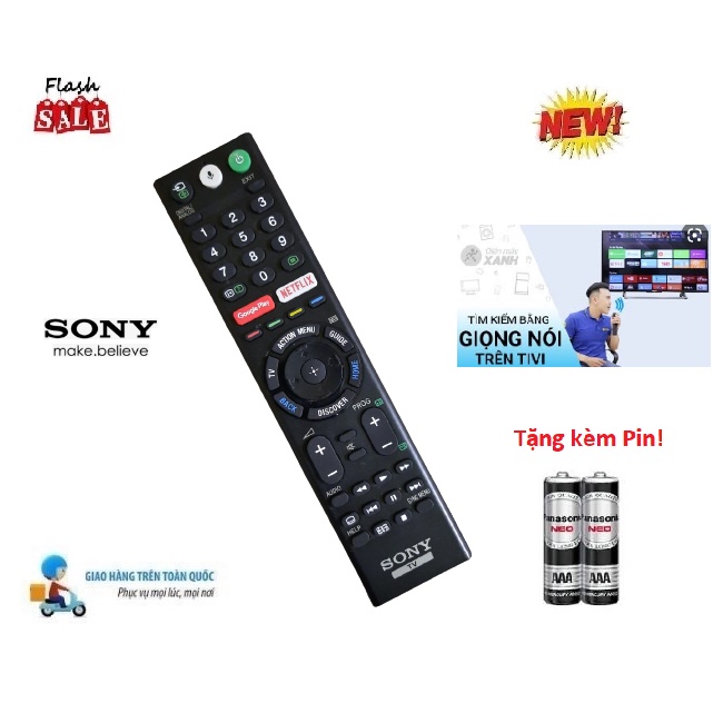 Điều khiển tivi Sony giọng nói RM-TX200P dùng được cho tất cả TV SONY giọng nói- Hàng mới BH 12 tháng Tặng kèm Pin