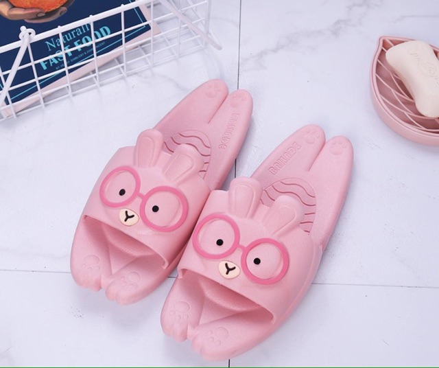 Dép Thỏ đeo kính cute - Dép đi trong nhà siêu chống trượt siêu êm chân