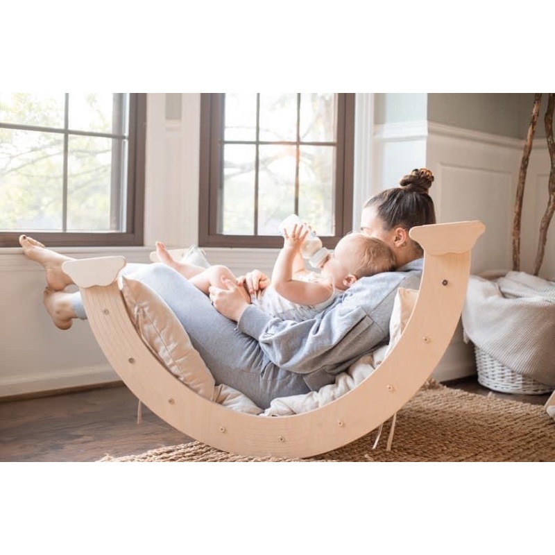 Đồ Chơi Bập Bênh Cầu Vồng Bằng Gỗ Đa Năng Cho Bé